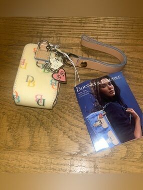 Vintage Dooney & Bourke Cell Phone Accessory Case Holder With Strap & Charms NEW